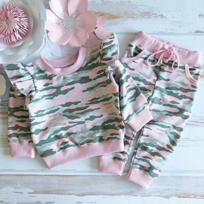 

Toddler Kids Baby Girl Clothes Ruffle Sweatshirt Tops Pants Tracksuit Outfit Set