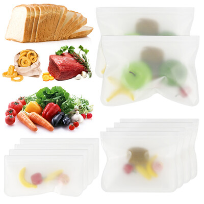 

10pcslot Silicone Food Storage Bag PEVA Reusable Freezer Bag Zip Lock Leakproof Top Kitchen Fruits Lunch Organization