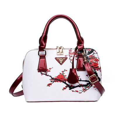 

Women Floral Print Faux Leather Zipper Tote Handbag Crossbody Shoulder Shell Bag