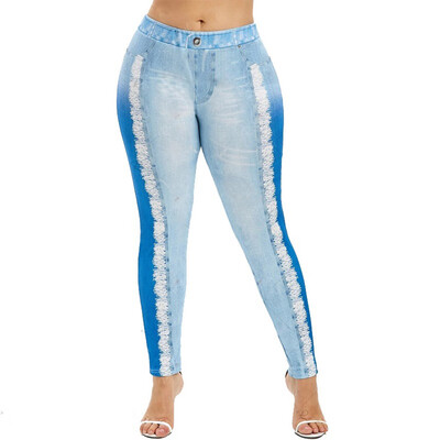 

Tailored Women Fake Denim Jeans Leggings Jeggings Streth Slim Skinny Trousers Tight Pants