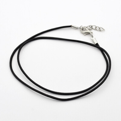 

Leather Necklace Makings with Iron Lobster Claw Clasps Black 185"x2mm