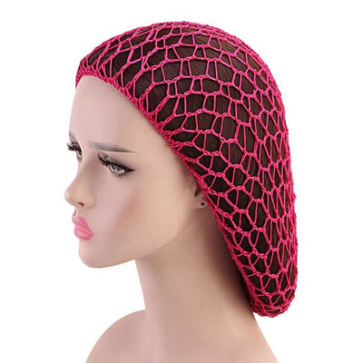 

12 Colors Women Ladies Soft Mesh Hair Net Crochet Cap Solid Color Snood Sleeping Cap