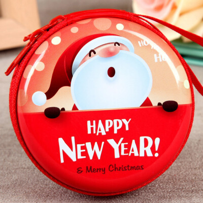 

New Hot Year Santa Claus Mini Storage Bag Money Box For USB Cable Coin Holder As A Christmas Gifts Zipper Lock Travel Organizer