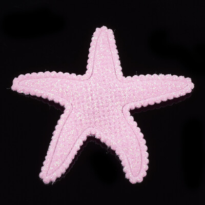 

Glitter PU Patches with Non Woven Fabric Back&Sponge Inside Starfish PearlPink 51x60x3mm