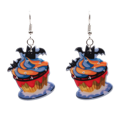 

Personality Halloween Witch Hat Ghost Pumpkin Ice Cream Hat Bat Earrings Jewelry