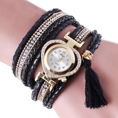 

Best selling peach heart diamond winding bracelet fashion watch student quartz bracelet watch