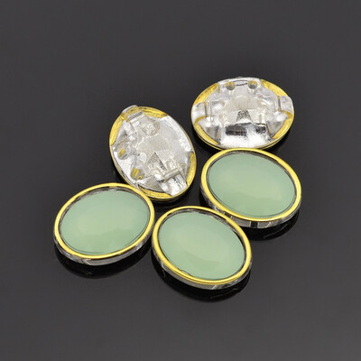 

Sew on Taiwan Acrylic Garment Accessories Faceted Oval LightGreen 16x12x6mm Hole 1mm