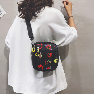 

Cute canvas bag womens bag tide summer fresh student shoulder Messenger bag Joker ins