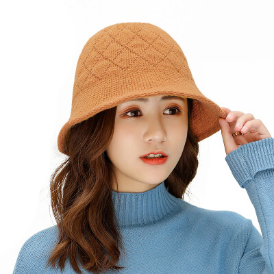 

Autumn&winter new solid color Joker ladies knitted wool hat warm wool basin hat fisherman hat