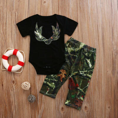 

US STOCK Toddler Baby Boys Summer Tops Romper Camo Pants Outfits Set Clothes