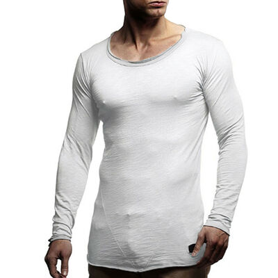 

Mens Slim Fit O Neck Long Sleeve Muscle Tee Shirt Casual T-shirt Top Blouse