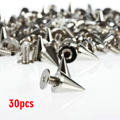 

30pcs100pcs Silver Rivets Cone Shape Spikes Screwback Studs DIY Craft Cool Punk Metal Fixing Tool Kit for Belts Jackets Leather C