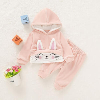 

Infant Baby Girls Rabbit Tops Pants Winter Hoodies Clothes 2PCS Outfits Set