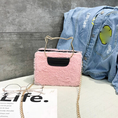 

Tailored Female Bag Cat Hairy Shoulder Bag Student Messenger Bag Fashion Wild Lady Bag