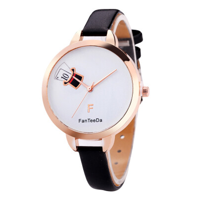 

Temperament Womens Watches Simple Pattern Dial Ladies Fashion Quartz Wristwatch Golden border Clock Casual Gift Reloj Mujer