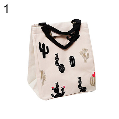 

Portable Thermal Insulated Cotton Linen Food Tote Pouch Bento Lunch Cooler Bag