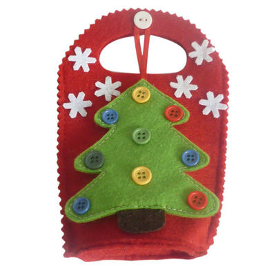 

Christmas Tree Pattern Gift Bags Candy Holder With Button&White Snowflake Reusable Decoration Bags Outdoor Christmas Decorations
