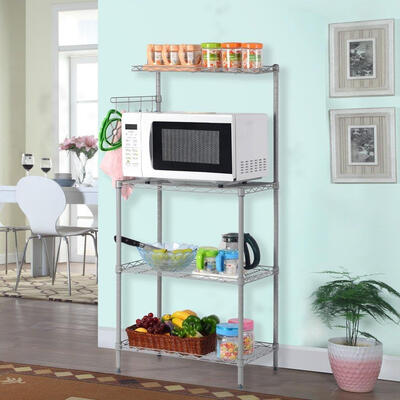 

4 Tier Microwave Stand Storage Rack with Spice Rack Organizer