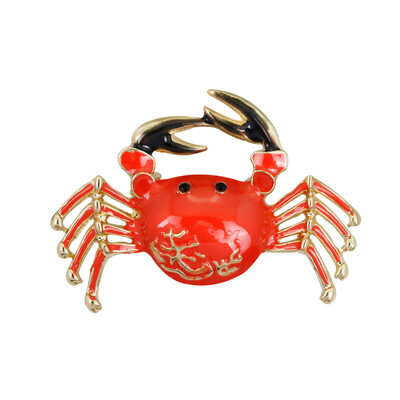 

Wome Cartoon Design Rhinestone Alloy Brooch Adorable Crab Shape Pin Girls Clothes Decorative Badge Corsage