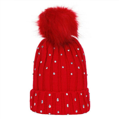 

Big Pompom Kids Baby Hat Winter Warm Knitted Girl Cap Bonnet Crochet Ball Beanie