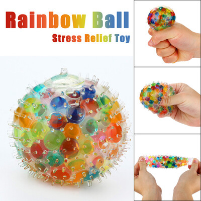 

〖Follure〗Spongy Rainbow Ball Puffer Toy Squeezable Pressure Toy Stress Relief Ball Toy