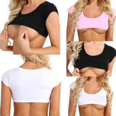 

Womens Girls Sexy Short Sleeve Crop Tops Cotton T-Shirts Pullover Slim Tank Top