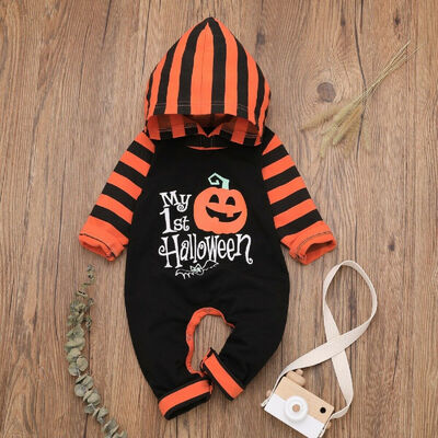 

Newborn Baby Girl Boy Pumpkin Clothes Hood Romper Jumpsuit Outfit Halloween