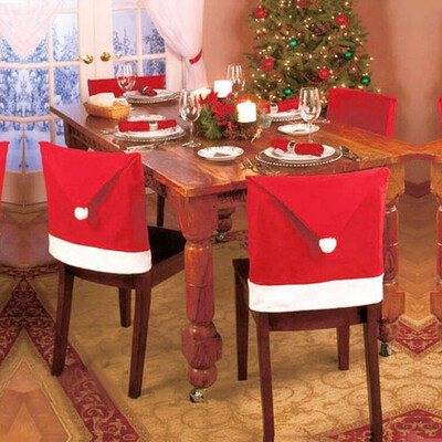 

〖Follure〗2PCS Santa Hat Chair Covers Christmas Decor Dinner Chair Xmas Cap Sets