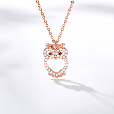 

Rhinestone Crystal CZ Zircon Heart Owl Necklace For Womens Lovely Clothing Accessories Long Sweater Chain Necklace Jewelry