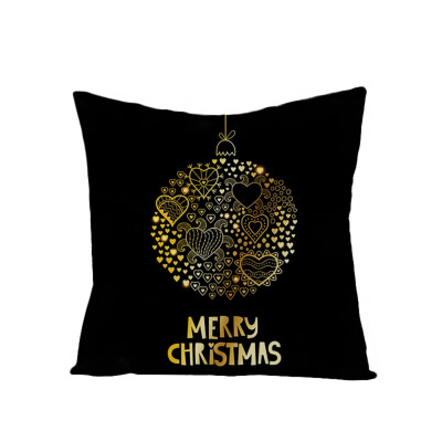 

Merry Christmas Pillow Case Glitter Linen Sofa Throw Cushion Cover Home Decor