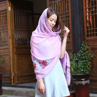 

2018 summer new cotton&linen embroidery scarf Nepal retro national wind shawl sunscreen beach towel