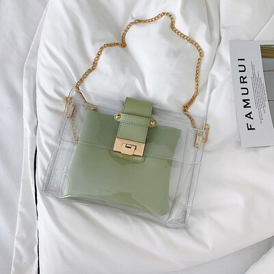 

Summer transparent jelly chain bag handbag 2019 new wave Korean version of the wild single shoulder slung fashion child bag