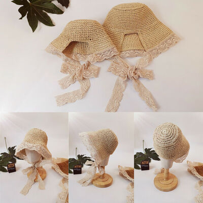 

Parent-child Baby Girl Women Summer Straw Hat Floppy Beach Sun Foldable Cap