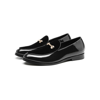 

Leather shoes men&women patent leather one foot casual shoes