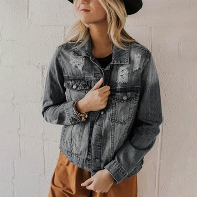 

Toponeto Women Long Sleeve Denim Coat Ladies Casual Jacket Outwear Jeans Overcoat