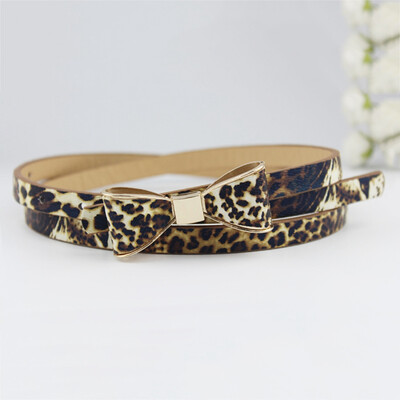 

Girl Ladies Women Fashion Bow Bowknot Skinny Leather Thin Waist Belt Accessories