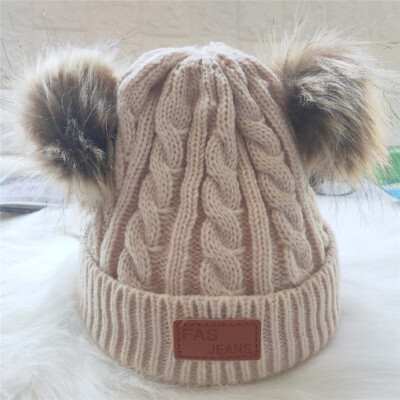 

Fashion Pompon Winter Caps Lovely Warm Knit Cap Baby Hat Boys Girls Pom Poms Hat