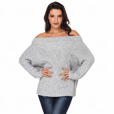 

A line collar long-sleeved strapless ribbed knit sweater womens