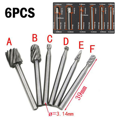 

Drill Bits Tool For Engraving 6 Pcs Steel Rotary Burrs High Speed Wood Carving