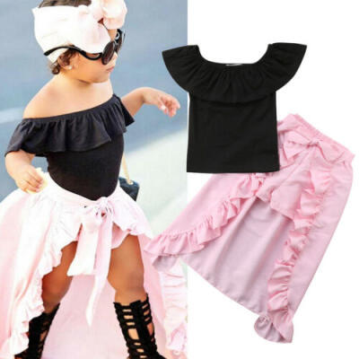 

AU Boutique Kids Baby Girls Off Shoulder Top Shorts Skirt Dress Clothes Outfits