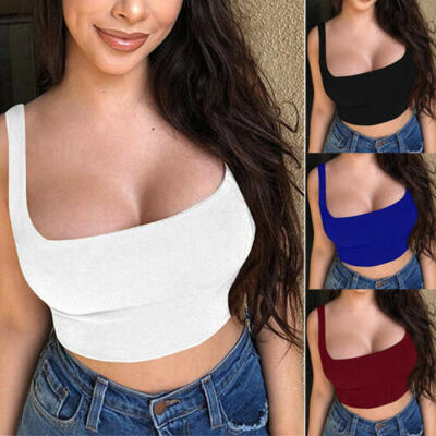 

Womens Sleeveless Summer Bustier Crop Top Vest Casual Tank Tops Blouse T-Shirt