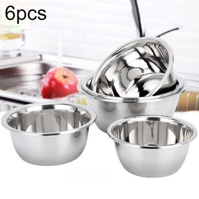

6Pcs Stainless Steel Mixing Egg Bowls Polished Mirror Finish Nesting Kitchenware