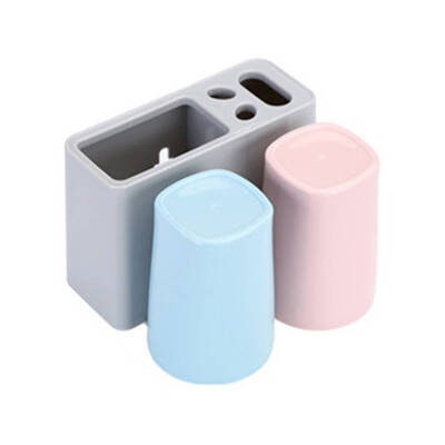 

Toothbrush Suction Cup Holder Toothpaste Wall Mounted Storage Rack Plastic Bathroom Mouthwash Cup Organizer