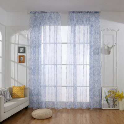

Polyester Bright Flower Pattern Vines Leaves Tulle Door Window Curtains Drape Panel Sheer Scarf Valances Senior