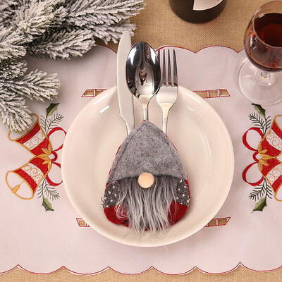 

Toponeto Christmas Decorative Tableware Fork Set Christmas Hat Storage Tool