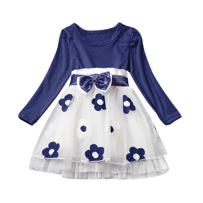 

Kids Baby Girls Clothes Princess Dress Long Sleeve Flower Bowknot Birthday Party Dresses