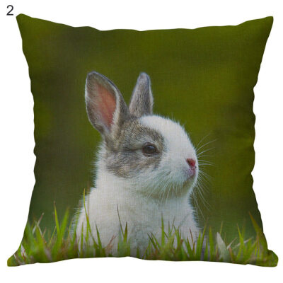 

Cartoon Easter Rabbit Linen Pillow Case Waist Throw Cushion Cover Home Decor
