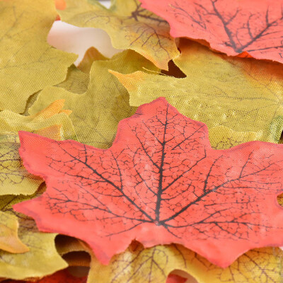 

50Artificial Fall Fake Silk Leaves Lovable Autumn Maple For Wedding Party Decor