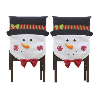 

〖Follure〗2Pcs Santa Claus Decoration Snowman Seat Cover Hotel Restaurant Ornament Seat Cover