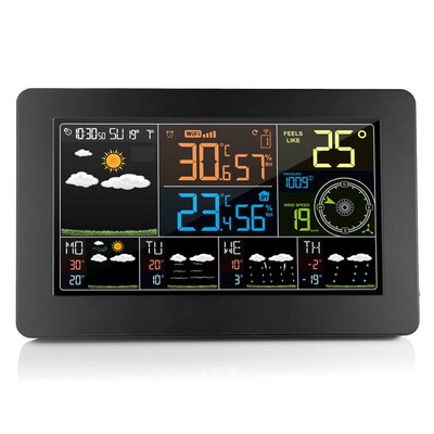 

Multifunction WiFi Digital Alarm Clock Smart Weather Station Indoor Outdoor Temperature Humidity with APP Control SM2710-1102